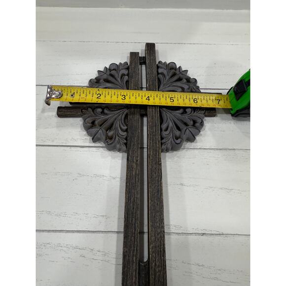 Rustic Wall Cross Farmhouse Christian Faith Decor Distressed Brown 12 in - Picture 3 of 6